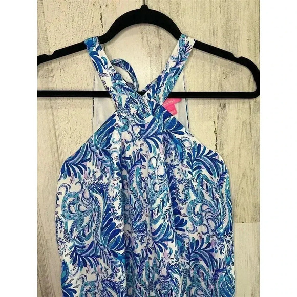 Lilly Pulitzer Women's Blue Geometric Halter Camisole Top Size S - Picture 3 of 8
